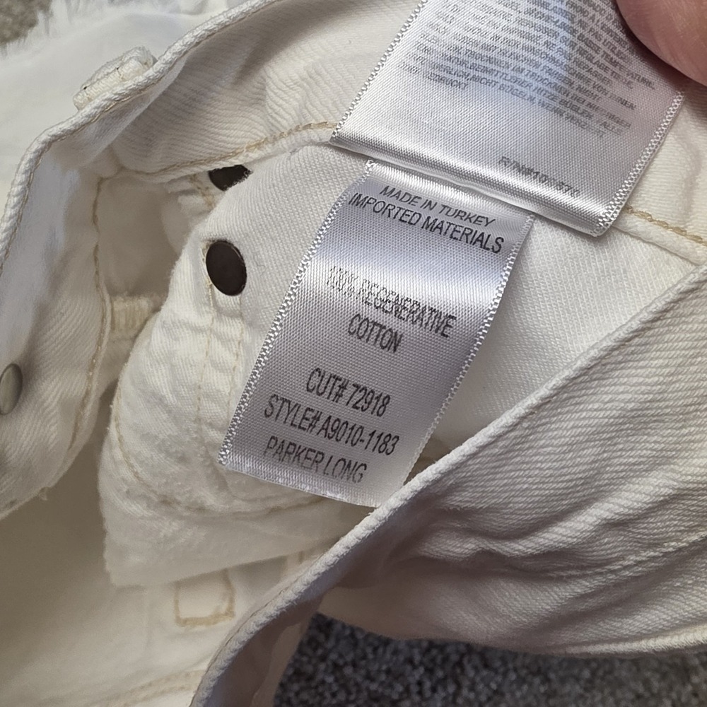 AGOLDE Parker Long High Rise Cut Off Denim Women's White Shorts Size 23 - Picture 8 of 10